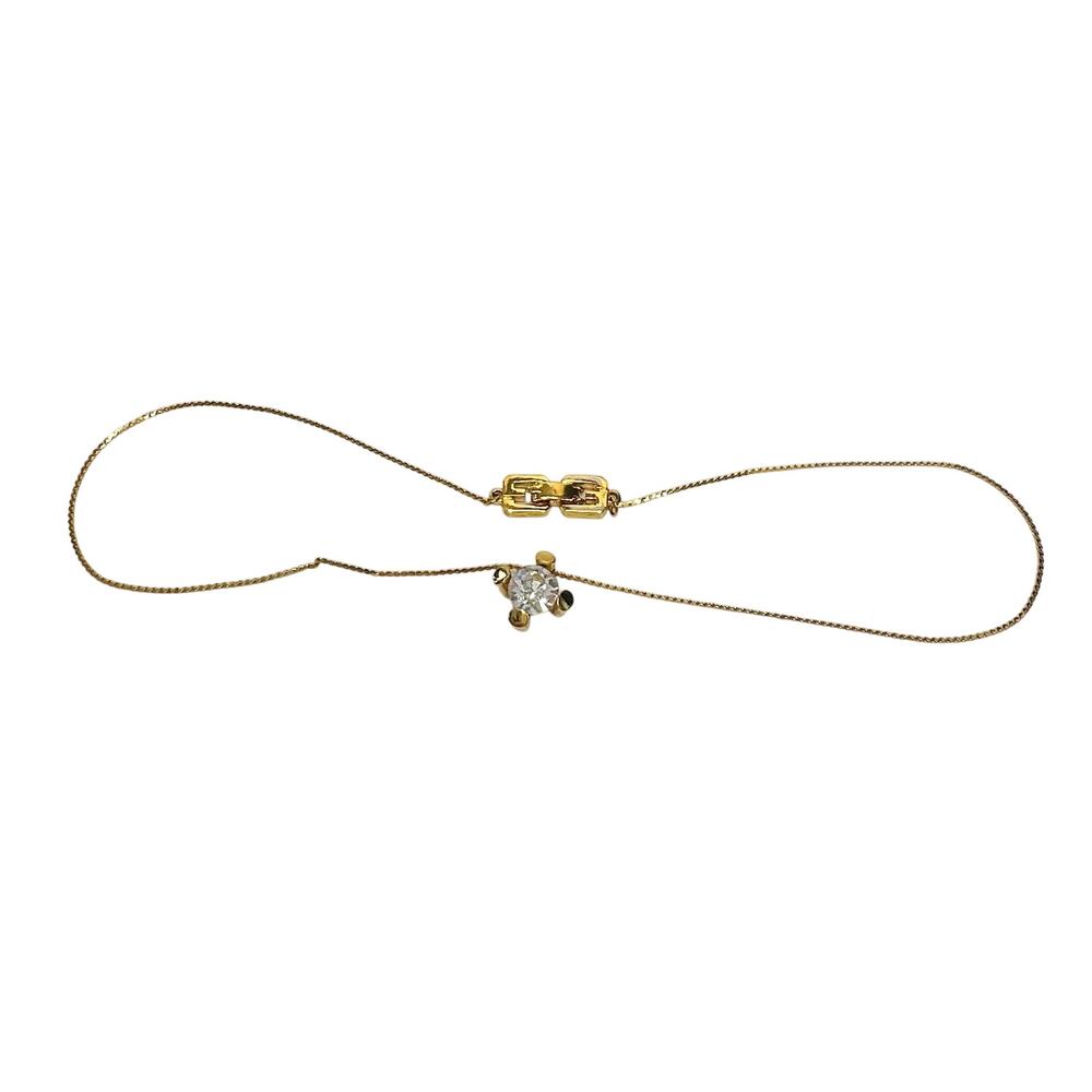 Givenchy Crystal/White Gemstone Solitaire Gold Plated Necklace (Vintage) - Picture 6 of 14